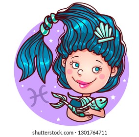 Pisces zodiac sign, vector illustration.