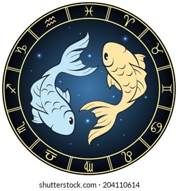 Pisces zodiac sign. Vector Illustration 