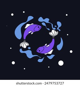 Pisces Zodiac Sign Vector Illustration