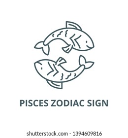 Pisces zodiac sign vector line icon, linear concept, outline sign, symbol