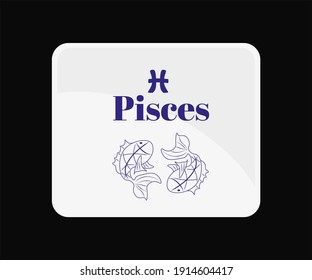 Pisces Zodiac star sign in vector, fish sign 