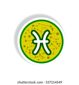 Pisces zodiac stylish icon in paper sticker style zodiac sign Pisces