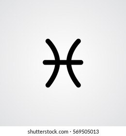 Pisces zodiac symbol, black zodiac flat isolated icon on the gray background