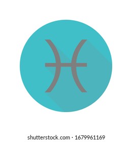 Pisces zodiac symbol long shadow icon. Simple glyph, flat vector of web icons for ui and ux, website or mobile application