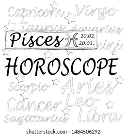 Pisces.Horoscope scene with zodiac sing.Astrology.Space.