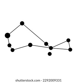 Piscis Austrinus constellation map. Vector illustration.