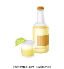 Pisco as Peruvian Brandy from Distillation of Muscat Grapes Vector Illustration