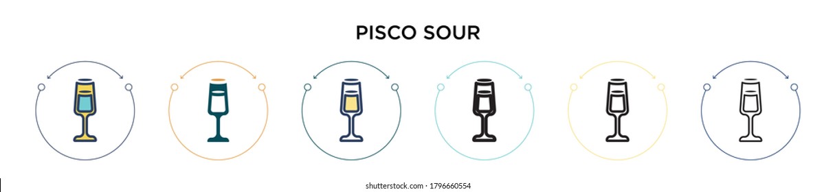 Pisco sour icon in filled, thin line, outline and stroke style. Vector illustration of two colored and black pisco sour vector icons designs can be used for mobile, ui, web