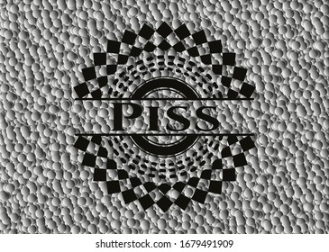 Emblema negro Piss con fondo de burbujas. Vintage. Ilustración vectorial. Detallado.