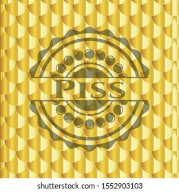 Piss golden emblem. Scales pattern. Vector Illustration. Detailed.
