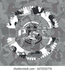Piss graues Tarnung-Emblem. Vektorillustration Illustration.