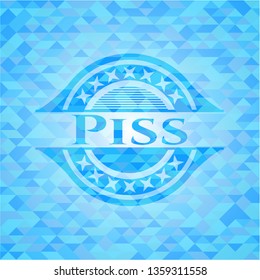 Piss light blue emblem with mosaic background