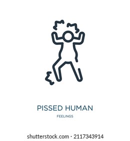 pissed human thin line icon. human, man linear icons from feelings concept isolated outline sign. Vector illustration symbol element for web design and apps.