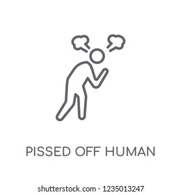 pissed off human linear icon. Modern outline pissed off human logo concept on white background from Feelings collection. Suitable for use on web apps, mobile apps and print media.