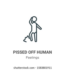 Pissed off human outline vector icon. Thin line black pissed off human icon, flat vector simple element illustration from editable feelings concept isolated on white background
