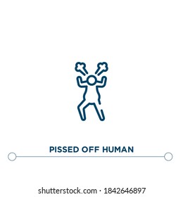 pissed off human outline vector icon. simple element illustration. pissed off human outline icon from editable feelings concept. can be used for web and mobile
