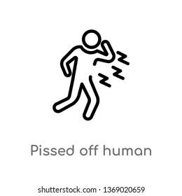 pissed off human vector line icon. Simple element illustration. pissed off human outline icon from feelings concept. Can be used for web and mobile