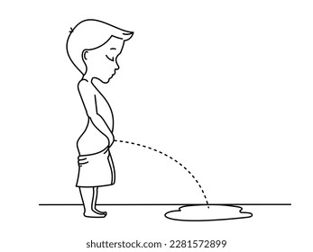 Niño aguafiestas. Dibujo vectorial de contorno.