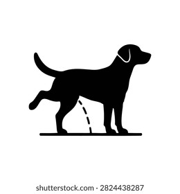 Pissing dog silhouette icon vector flat design.