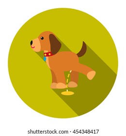 Pissing dog vector icon flat style. Singe pet icon from the big dog collection - stock vector
