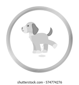 Pissing dog vector icon in monochrome style for web