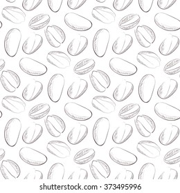 Pistachio. Black and white image. Background, wallpaper, texture. Sketch.