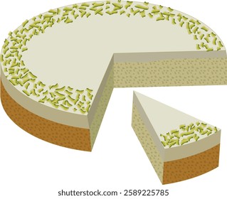 pistachio cake, Slice of pistachio cake.