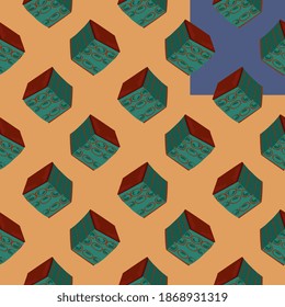 Pistachio cake,seamless pattern on orange background.