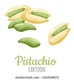 Pistachio cartoon vector illustration, isolated close-up realistic colorful nut.