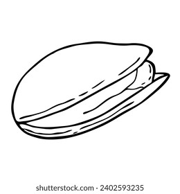 Pistachio contour doodle sketch hand drawn, isolated on white background.