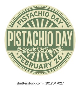 Pistachio Day, February 26, Rubber Stamp, Vector Illustration