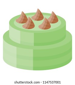 
Pistachio double layer cake with chocolate icing 
