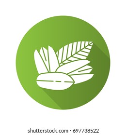 Pistachio flat design long shadow glyph icon. Vector silhouette illustration