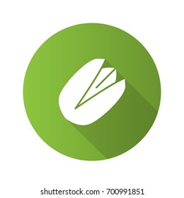 Pistachio flat design long shadow glyph icon. Vector silhouette illustration