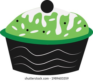 Helado-crema de pistachio de ilustración vectorial taza de helado.