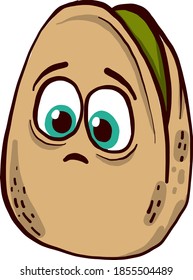 Pistachio with green eyes, illustration, vector on white background