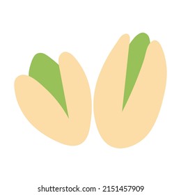 Pistachio. Hand drawn vector flat icon on white background.