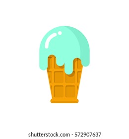 Pistachio ice cream isolated. Cold milk dessert on white background