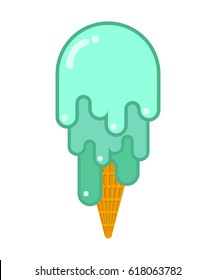 Pistachio ice cream isolated. Cold milk green sweet on white background