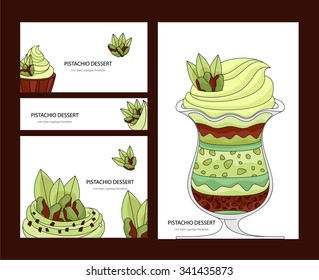 Pistachio ice cream. Set of business cards