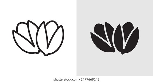 Pistachio icon Black line art vector logo set