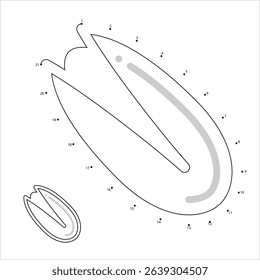 Pistachio Icon Dot To Dot, Editable Seed Of Desert Plant Fruit Drupe Vector Art Illustration, Connect The Dots Puzzle Game