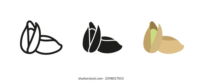 Pistachio icon. Healthy pistachio nut in its shell vector illustration. Fresh and organic snack symbol. Green seed snack pictogram. Delicious and nutritious food concept.