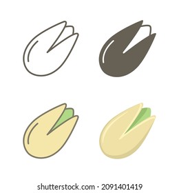 Pistachio icon set. Vector isolated flat design illustration.