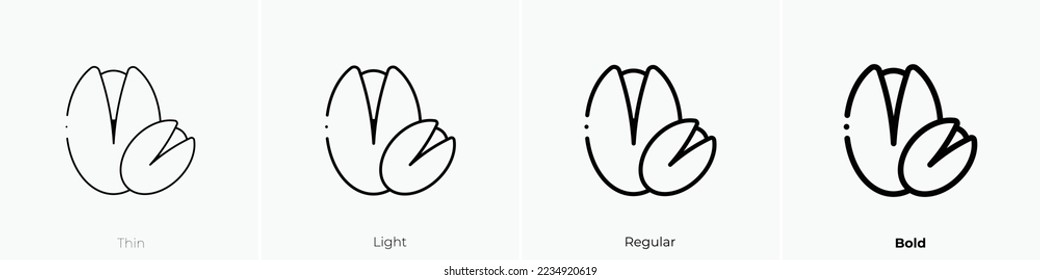 pistachio icon. Thin, Light Regular And Bold style design isolated on white background