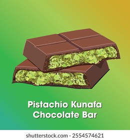 Pistachio kunafa Chocolate bar – a traditional Middle Eastern treat with crispy kunafa strands, creamy pistachio filling and pistachio bits