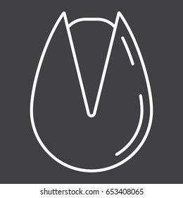 Pistachio line icon, nut and snack, vector graphics, a linear pattern on a black background, eps 10.