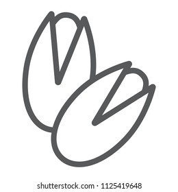 Pistachio line icon, vegetable and nut, vegetarian sign, vector graphics, a linear pattern on a white background, eps 10.