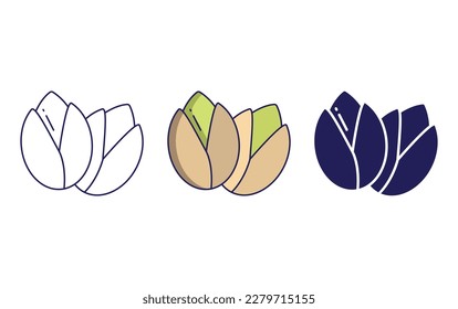 pistachio line and solid vector icons