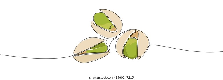 Pistachio nut continuous line drawing vector illustration